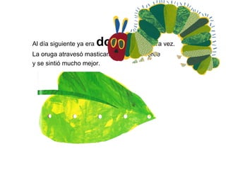 Al día siguiente ya era domingootra vez.
La oruga atravesó masticando una hoja verde
y se sintió mucho mejor.
 