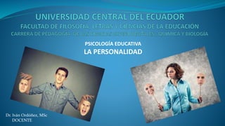 PSICOLOGÍA EDUCATIVA
LA PERSONALIDAD
Dr. Iván Ordóñez, MSc
DOCENTE
 