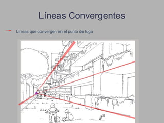 Líneas Convergentes
Líneas que convergen en el punto de fuga
 