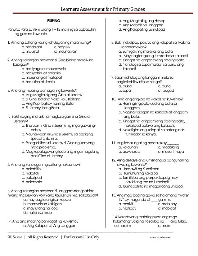 K to 12 Grade 3 LAPG Reviewer