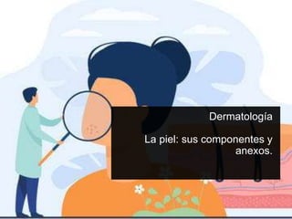 Dermatología
La piel: sus componentes y
anexos.
 