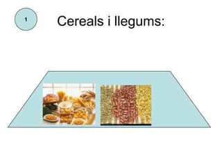1
    Cereals i llegums:
 