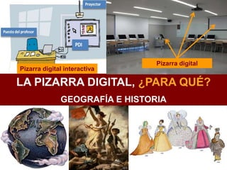 LA PIZARRA DIGITAL, ¿PARA QUÉ?
GEOGRAFÍA E HISTORIA
Pizarra digitalPizarra digital interactiva
Pizarra digital
 