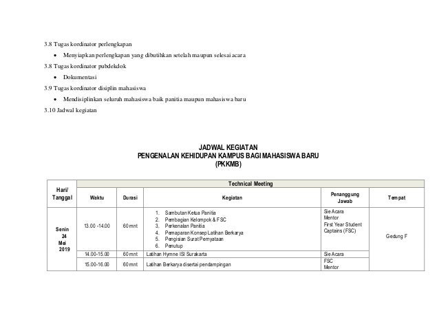 Contoh Laporan Kegiatan Pkkmb