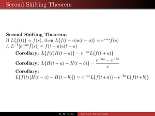 ned as H(t  a) = 
0 t  a 
1 t  a 
N. B. Vyas Laplace Transforms 
 