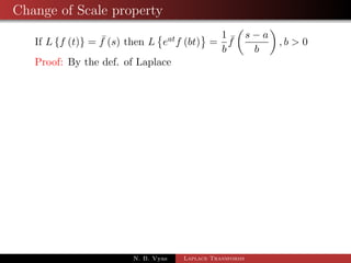 ned as 
f(t) = 
 
t/T 0  t  T 
1 when t  T 
N. B. Vyas Laplace Transforms 
 