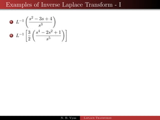 Partial Fractions 
N. B. Vyas Laplace Transforms 
 