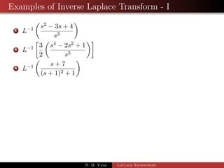 Partial Fractions 
N. B. Vyas Laplace Transforms 
 