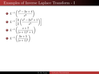 Partial Fractions 
N. B. Vyas Laplace Transforms 
 