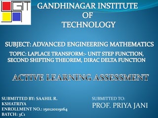 Laplace Transform Unit Step Function Second Shifting Theorem Dirac Laplace Transform Unit Step Function Second Shifting Theorem Dirac