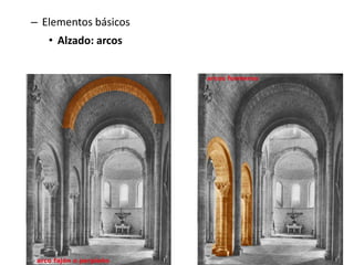 – Elementos básicos
• Alzado: arcos
 