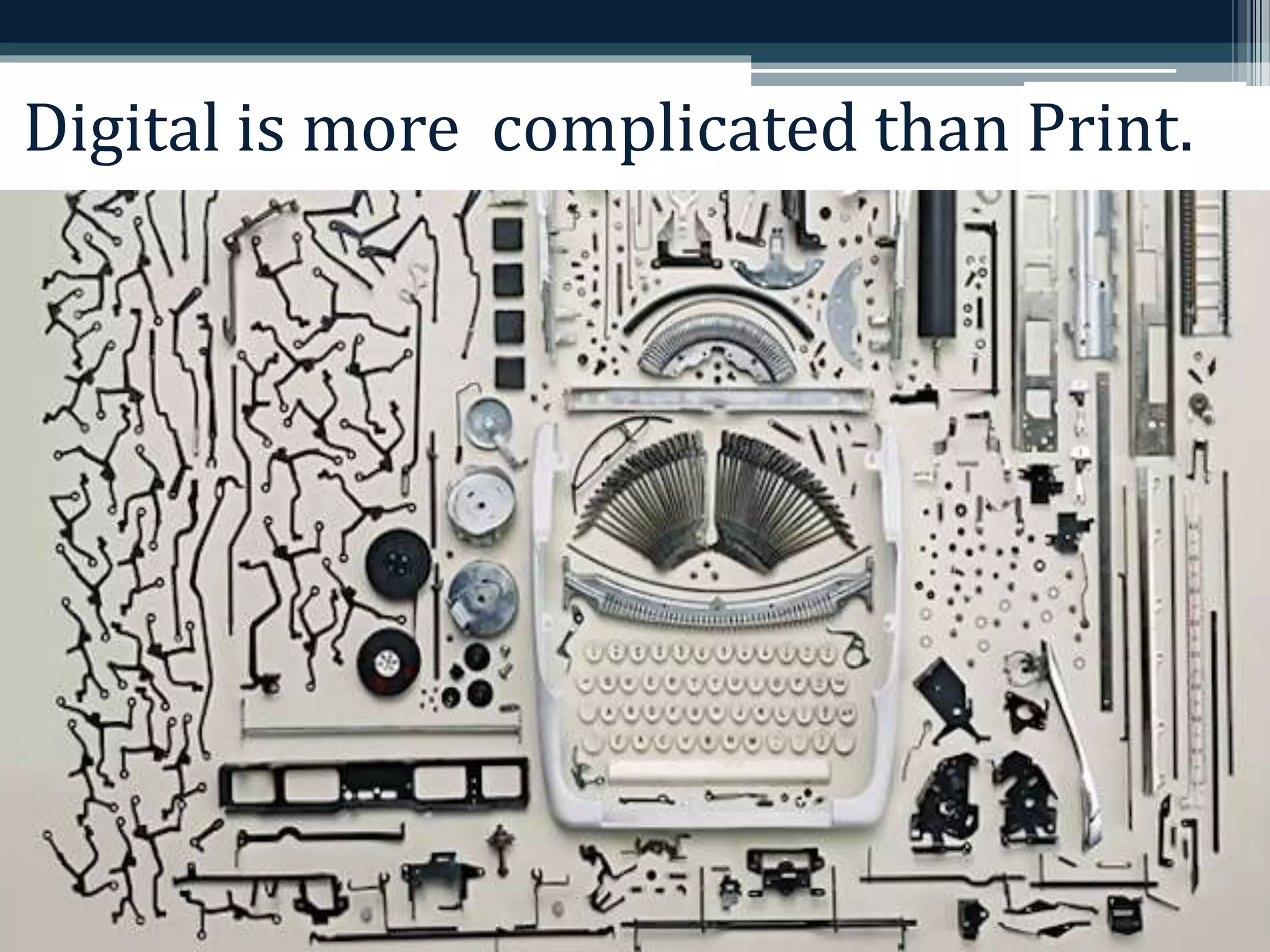 Digital is more complicated than Print.
 