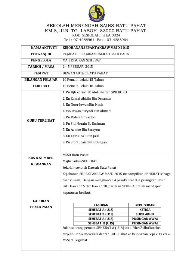 Lapoaran Koko Mssd Sepaktakraw