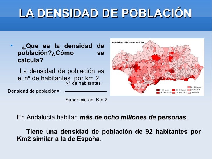 La población en Andalucía La población en Andalucía