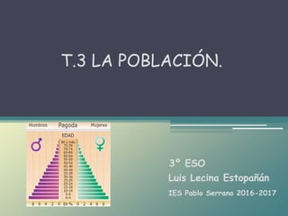 Luis Lecina Estopañán
T.3 LA POBLACIÓN.
3º ESO
IES Pablo Serrano 2016-2017
 