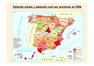 Población urbana y población rural por provincias en 2006
 