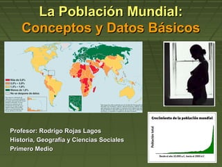 La Población Mundial:
Conceptos y Datos Básicos

Profesor: Rodrigo Rojas Lagos
Historia, Geografía y Ciencias Sociales
Primero Medio

 