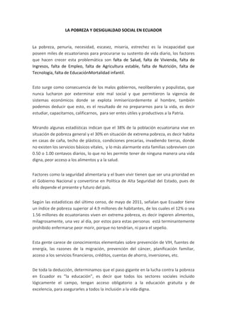 La pobreza y desigualdad social en ecuador | DOCX