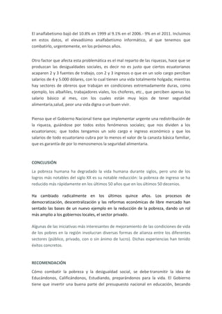 La pobreza y desigualdad social en ecuador | DOCX