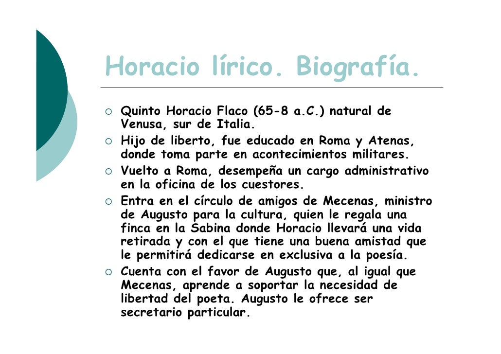 Poesía lírica. Horacio.