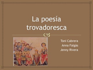 Toni Cabrera
 Anna Falgàs
Jenny Rivera
 