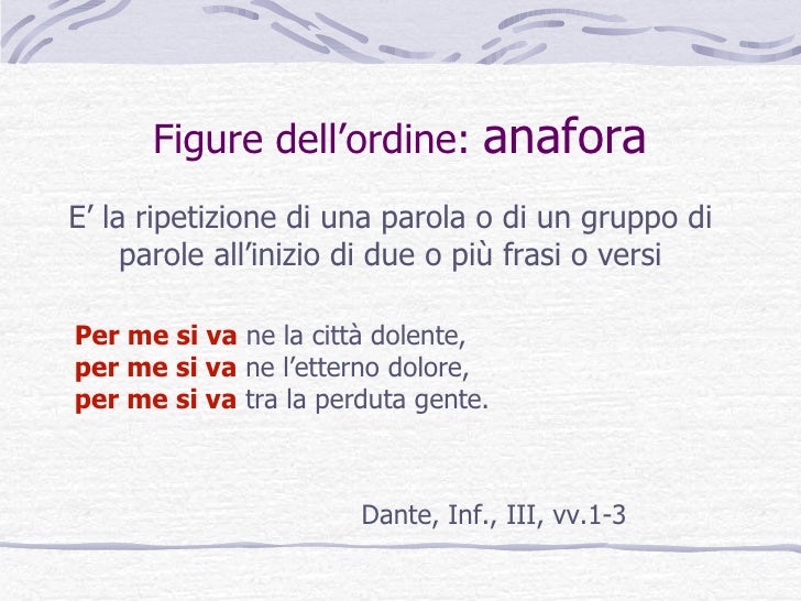 Anafora esempi WeSchool