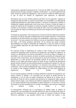 La política de inmigración en el ámbito internacional, europeo, español y catalán (septiembre de 2007 a julio de 2014). Re...