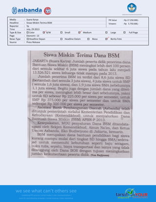 Media Clipping Asbanda 2013