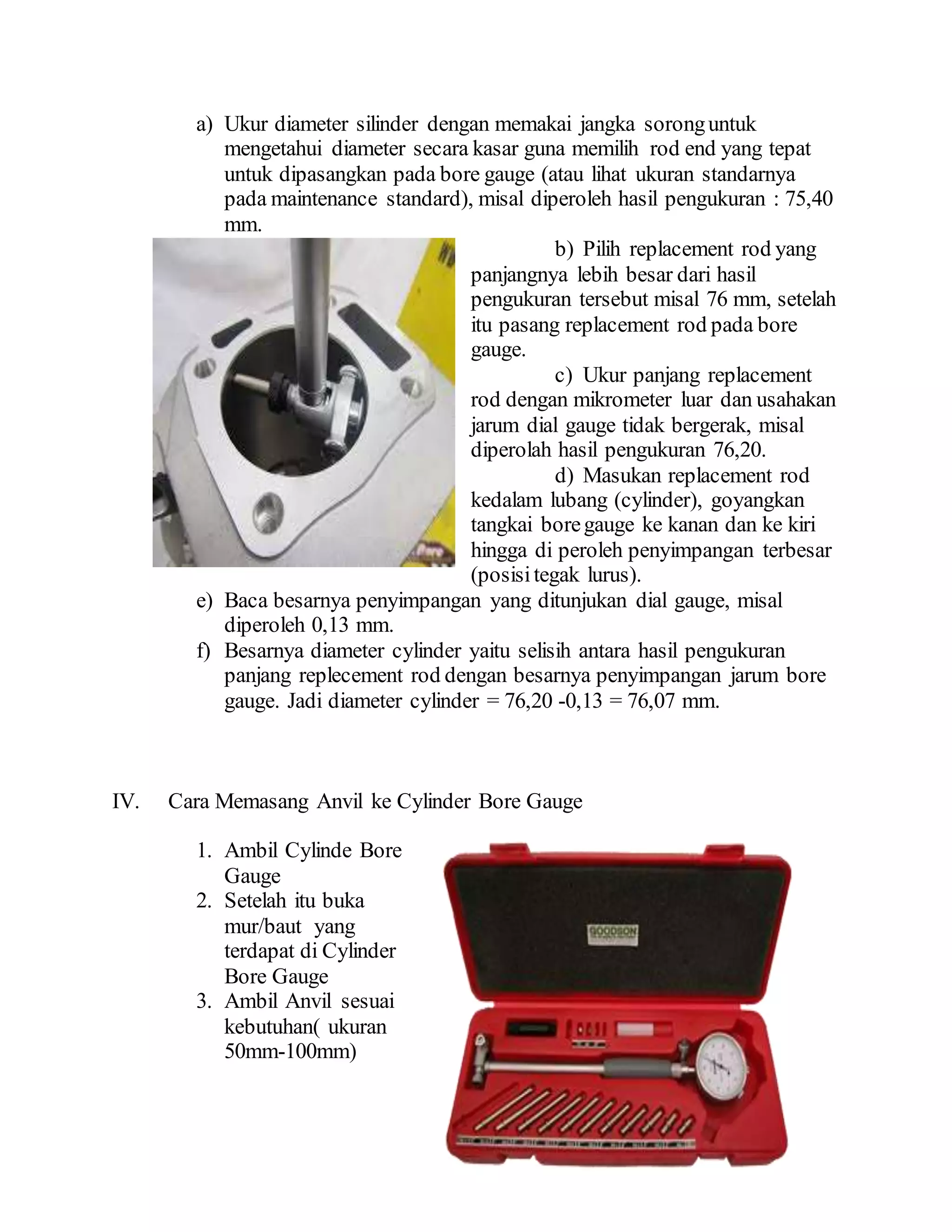 Laporan Cylinder Bore Gauge PDF