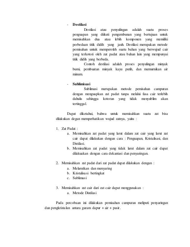 Laporan Pemisahan Campuran