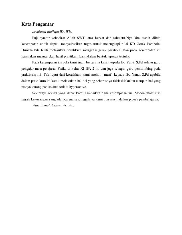 Laporan Praktikum Fisika Gerak Parabola