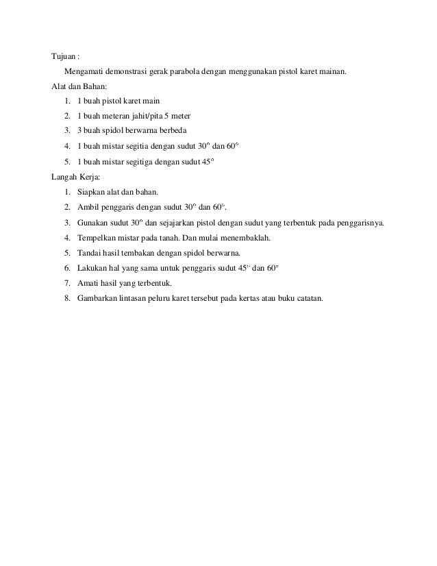 Laporan praktikum fisika - gerak parabola