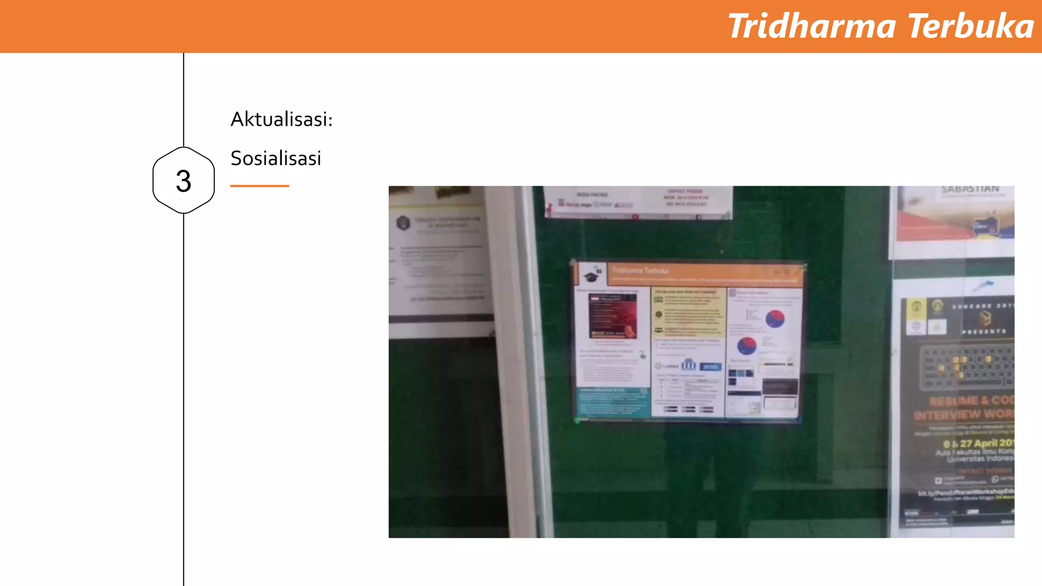 Tridharma Terbuka
3
Aktualisasi:
Sosialisasi
 
