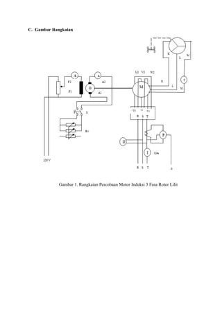 C. Gambar Rangkaian
Gambar 1. Rangkaian Percobaan Motor Induksi 3 Fasa Rotor Lilit
 