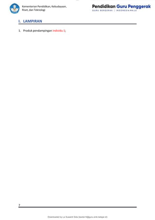 lOMoAR cPSD|15681129
Kementerian Pendidikan, Kebudayaan,
Riset, dan Teknologi
Downloaded by La Suwardi Sida (lasida14@guru.smk.belajar.id)
I. LAMPIRAN
1. Produk pendampingan individu 1;
7
 