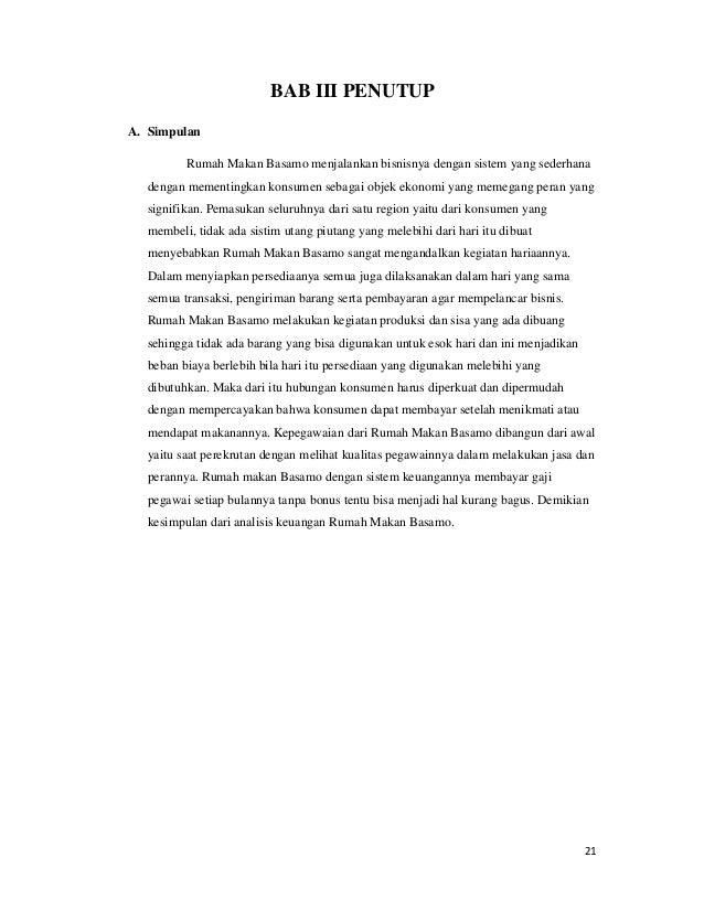 Laporan sistem informasi akuntansi pada rumah makan basamo