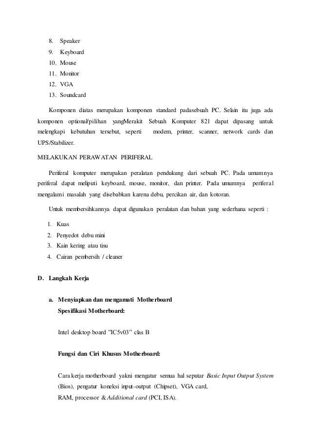 Contoh Laporan Perawatan Perangkat Keras Komputer