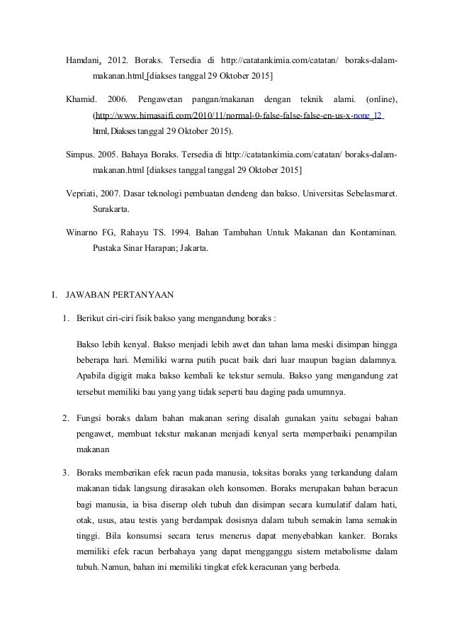 Laporan 1 Uji Boraks Pada Sampel Bahan Pangan