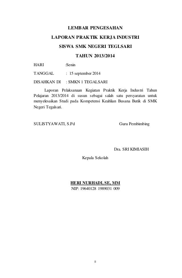 Laporan Praktik Kerja Industri Jurusan Busana Butik