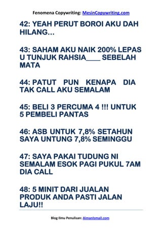 Laporan 4 teknik mengancam menulis ayat jualan