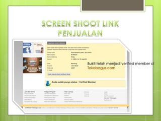 SCREEN SHOOT LINK PENJUALANBuktitelahmenjadi verified member di Tokobagus.com