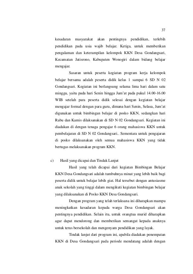 Laporan akhir kuliah kkn
