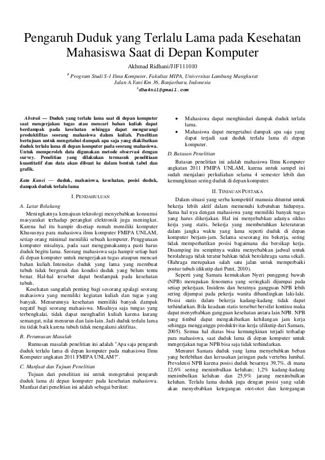 Laporan akhir pengaruh duduk yang terlalu lama pada 