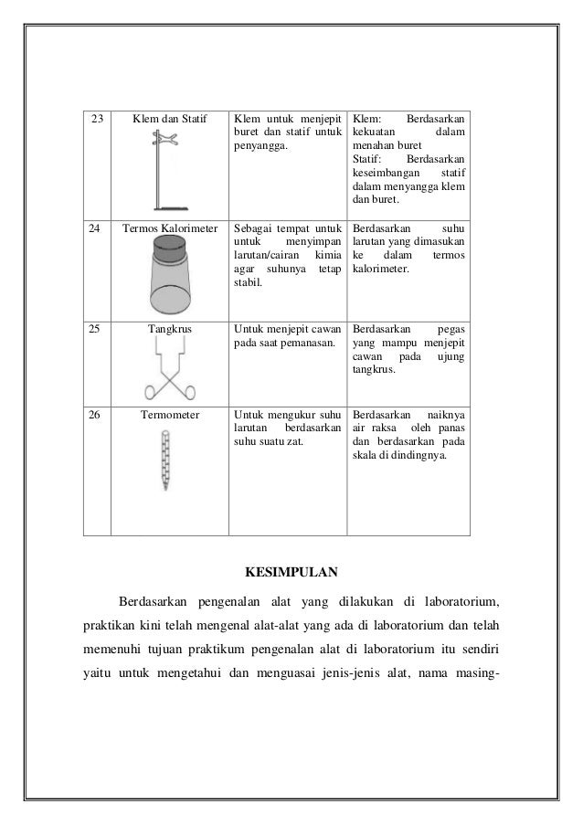 Laporan Akhir Praktikum Kimia Dasar Pengenalan Alat di  