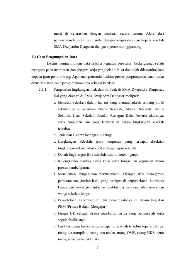 Laporan supervisi kepala sekolah sma