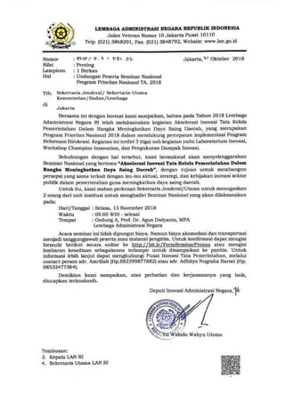 Lampiran 5. Undangan Peserta Seminar Nasional Pronas 2018
 