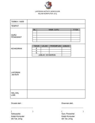 Format Akhir Tahun Persatuan Dan Kelab
