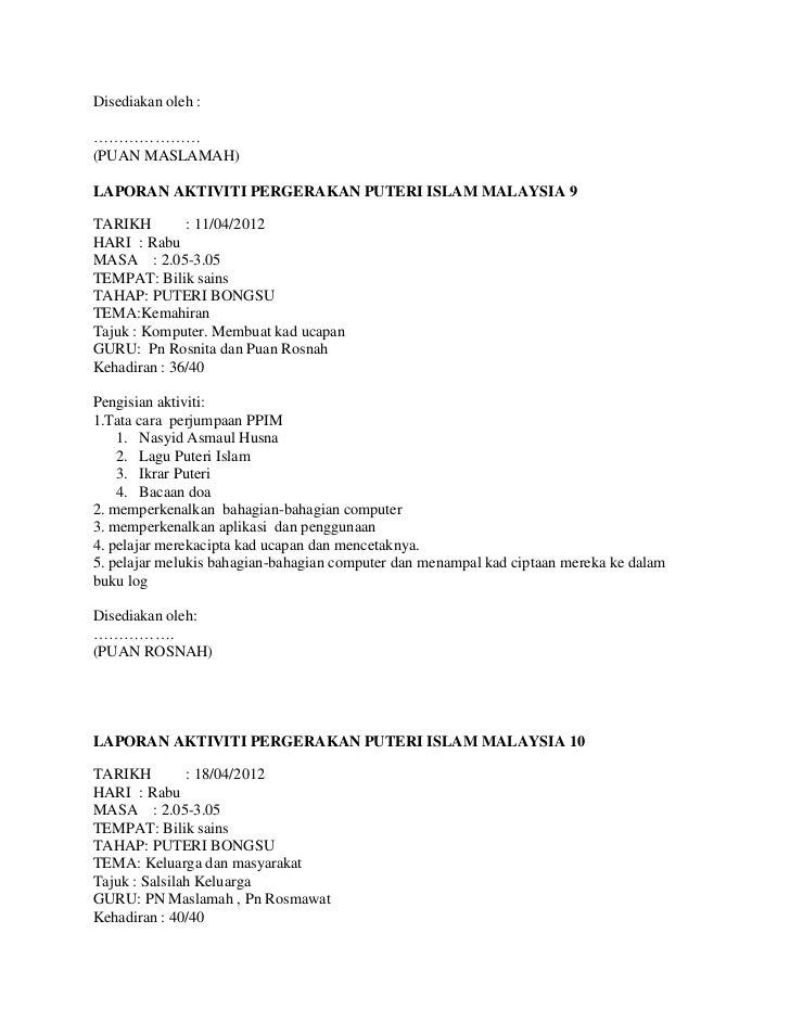 Laporan Aktiviti Mingguan Ppim