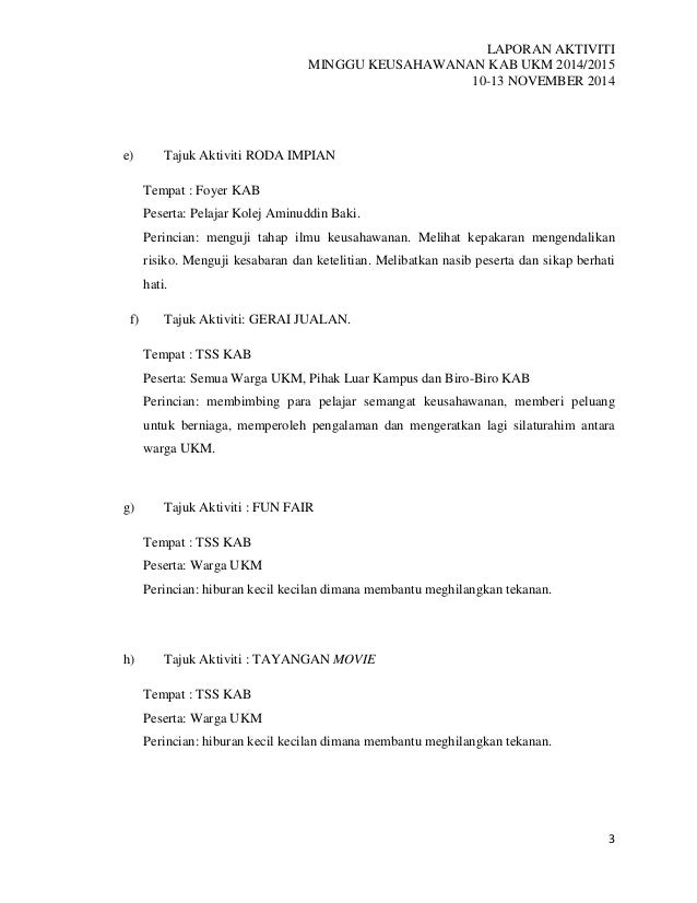 Laporan Aktiviti Minggu Keusahawanan 1 1