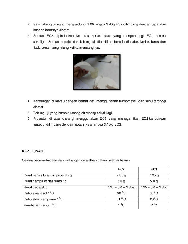 Laporan Eksperimen Kimia Tingkatan 4 - Laporan Eksperimen Kimia